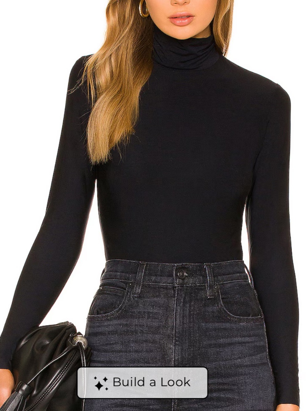 Commando Butter Black Long Sleeve Cropped Turtleneck Top S